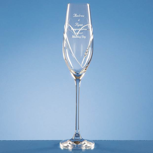 Diamante Champagne Flute with Heart Shaped Cutting